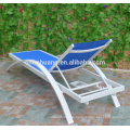 Outdoor beach furniture metal sun lounger blue fabric chaise lounge